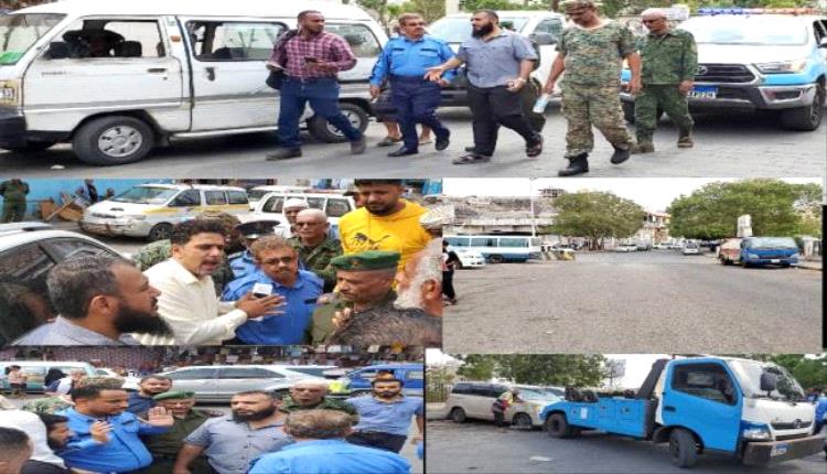 مدير عام التواهي ومدير مكتب النقل بعدن يدشنان حملة لتنظيم الفرزات ومواقف المواصلات بالمديرية