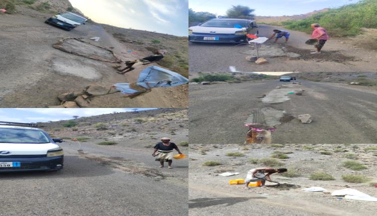 برعاية القيادي محمود عادل الحوشبي.. تدشين ردم الحفريات على طريق المسيمير - عقان