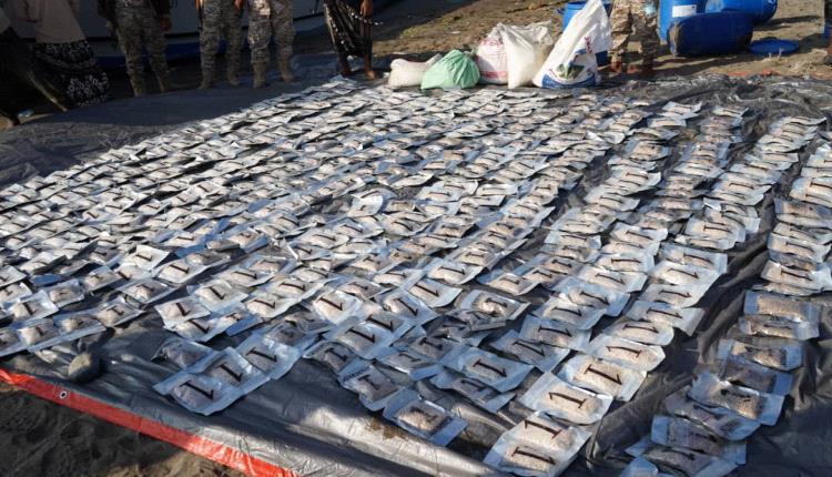 الحملة الأمنية لقوات العمالقة الجنوبية تضبط كمية كبيرة من المخدرات على متن قارب بالقرب من باب المندب