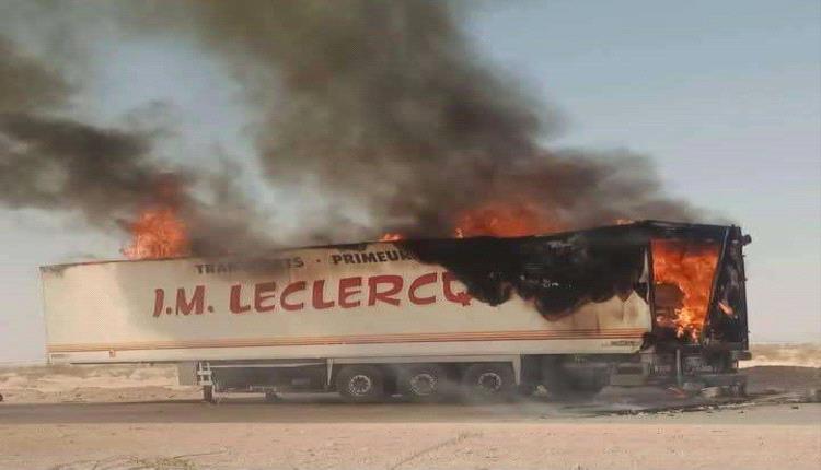 اندلاع حريق بمقطورة في شبوة دون إصابات